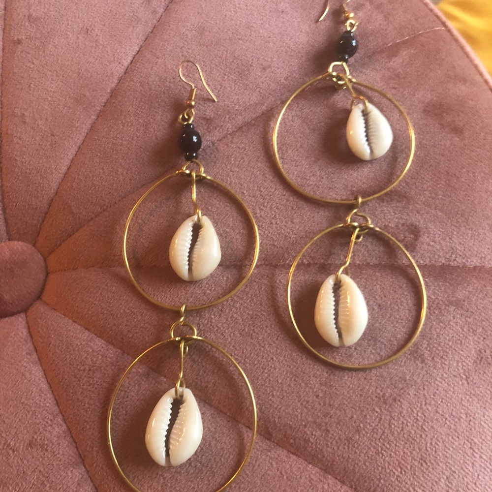 Handmade Brass and Shells African Earrings